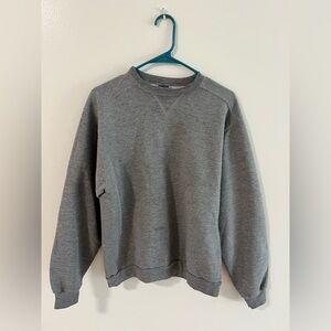 Jerzees Gray Crewneck Sweater with Ribbed Details